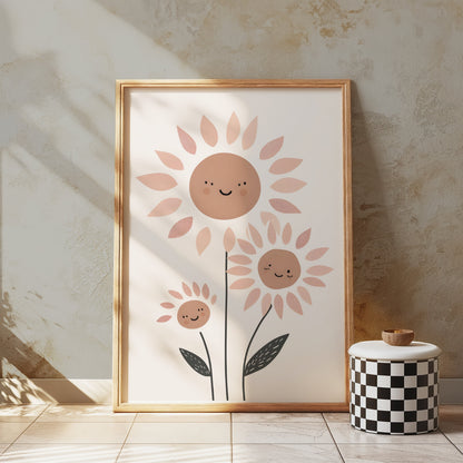 Premium Poster of Adorable Sunflower Family Art Beautiful Smiling Faces Posters
