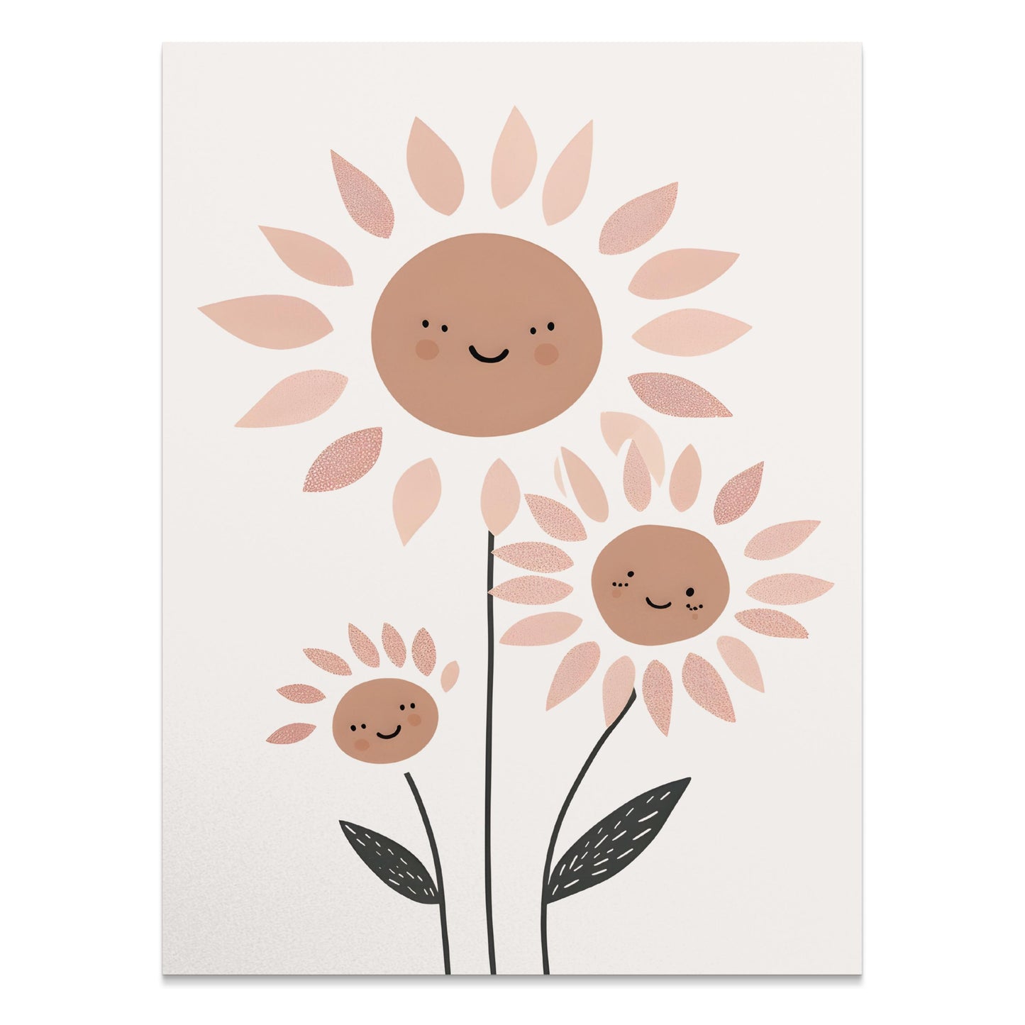 Premium Poster of Adorable Sunflower Family Art Beautiful Smiling Faces Posters