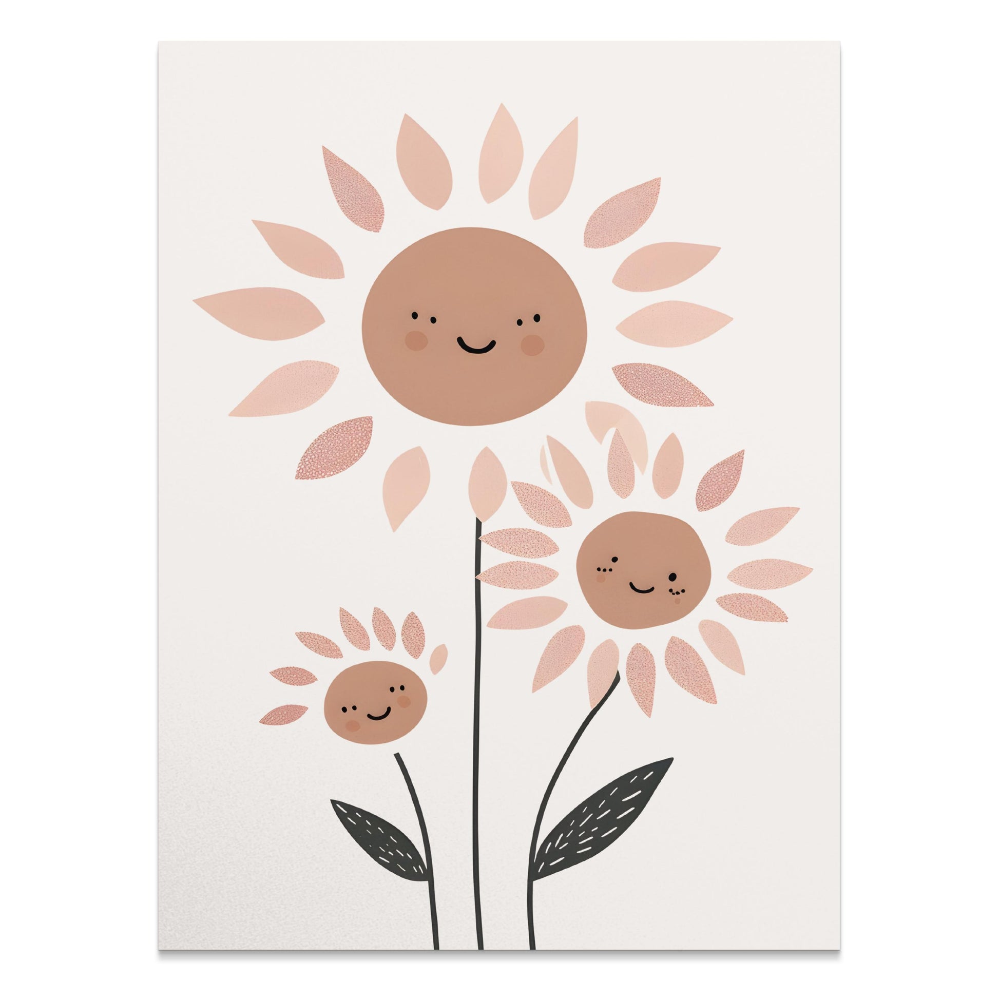 Premium Poster of Adorable Sunflower Family Art Beautiful Smiling Faces Posters