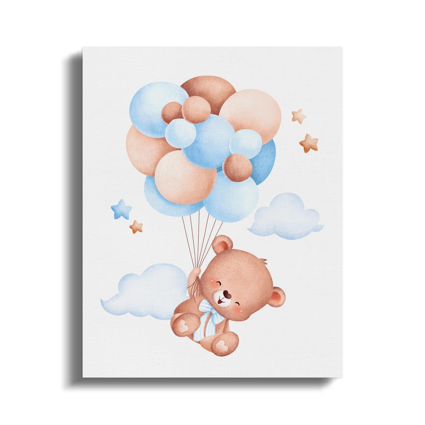 Premium Poster of Adorable Teddy Bear Floating on Balloons Canvas Wraps