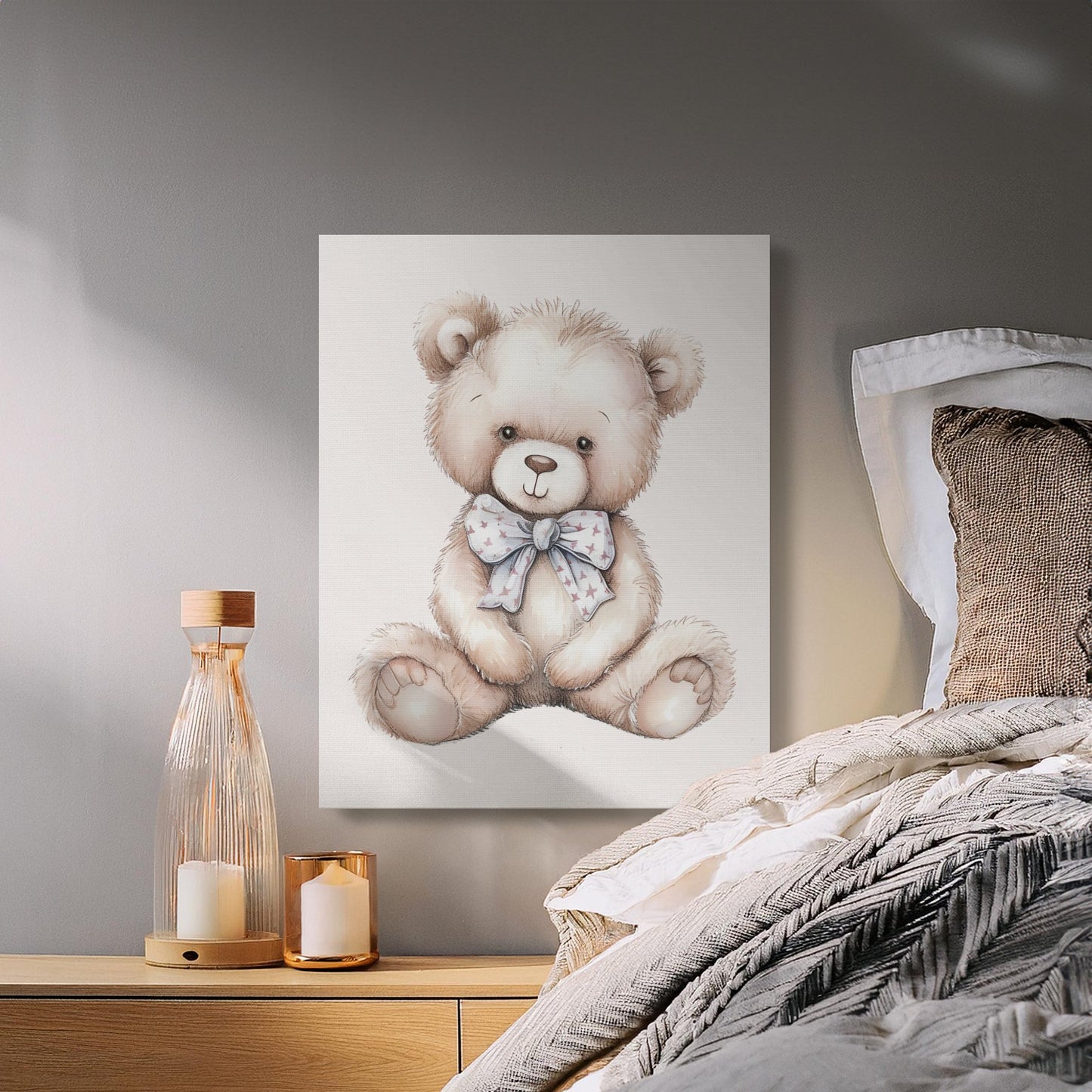 Premium Poster of Adorable Teddy Bear Nursery Wall Art Canvas Wraps