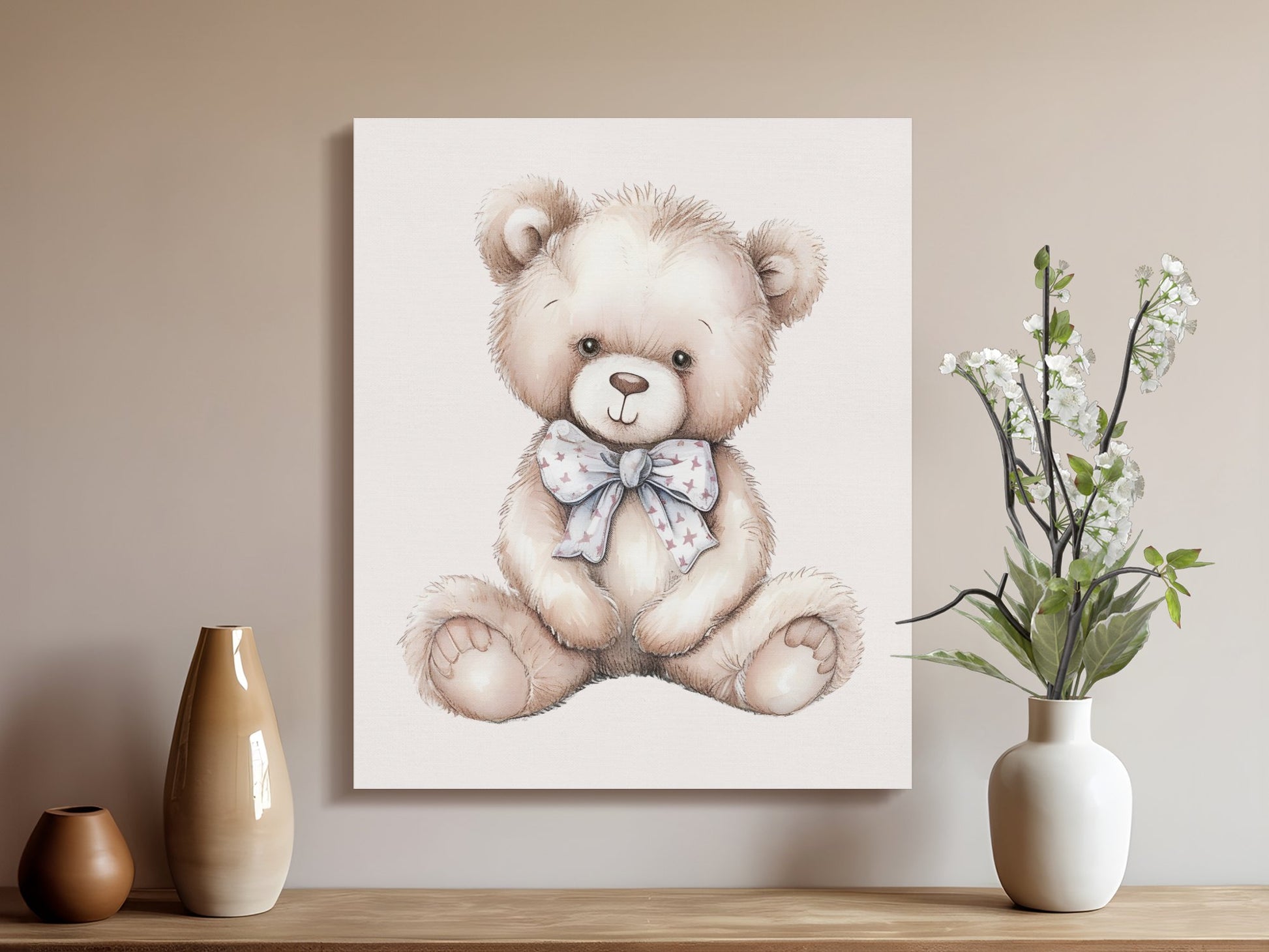 Premium Poster of Adorable Teddy Bear Nursery Wall Art Canvas Wraps
