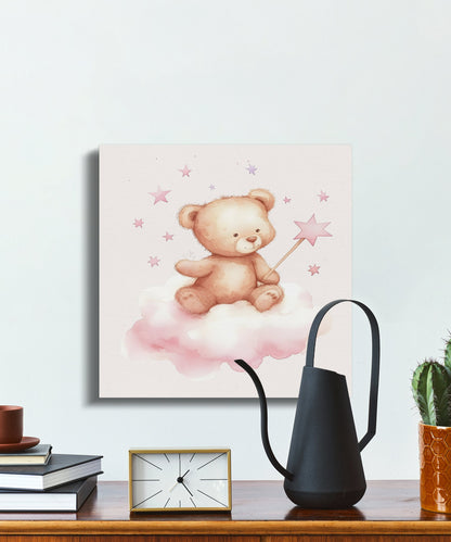 Premium Poster of Adorable Teddy Bear Sitting on a Cloud Canvas Wraps