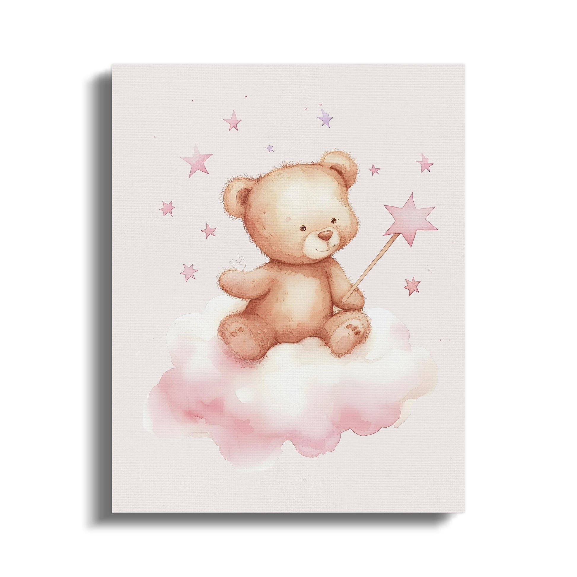 Premium Poster of Adorable Teddy Bear Sitting on a Cloud Canvas Wraps