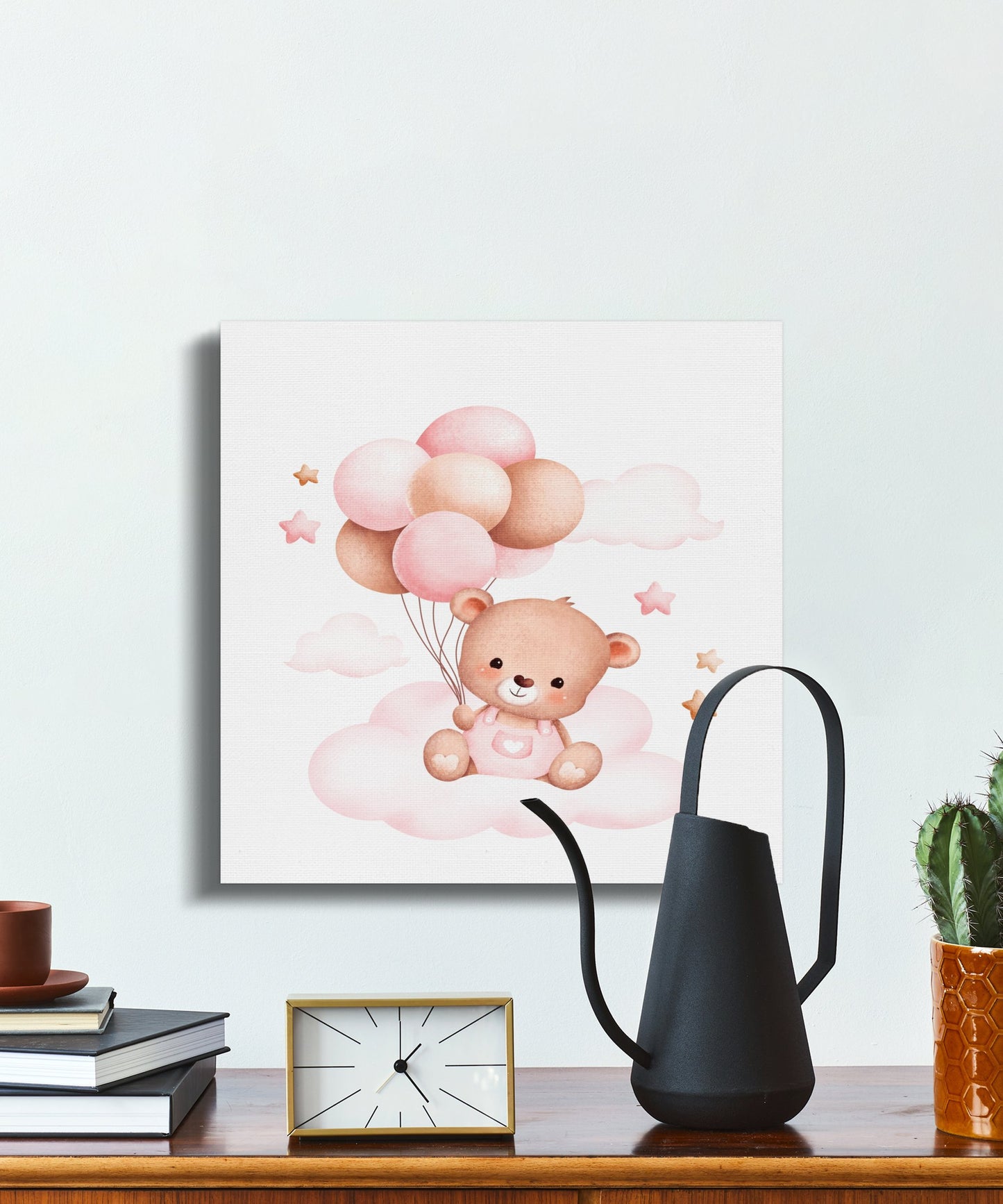 Premium Poster of Adorable Teddy Bear with Balloons Canvas Wraps