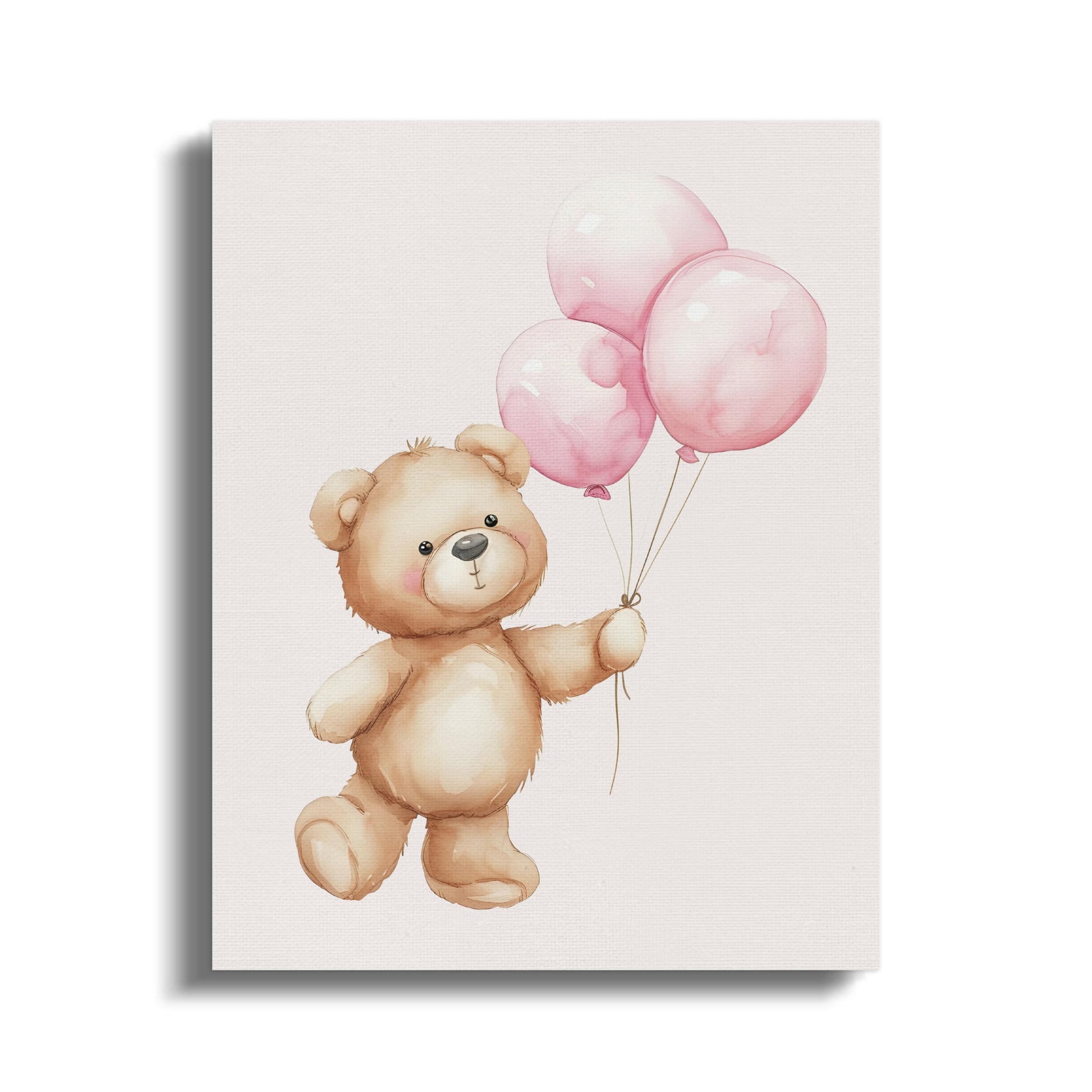 Premium Poster of Adorable Teddy Bear with Balloons Canvas Wraps Nursery Wall Art