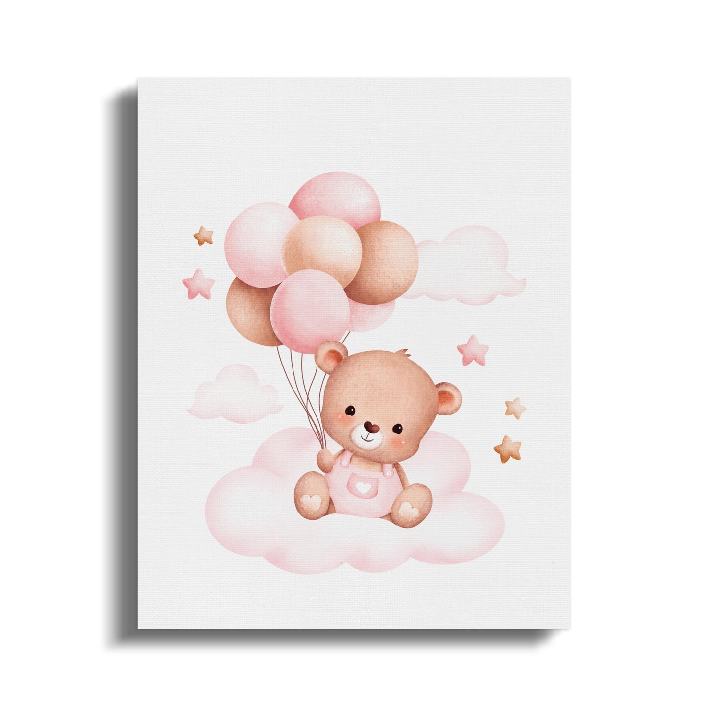 Premium Poster of Adorable Teddy Bear with Balloons Canvas Wraps