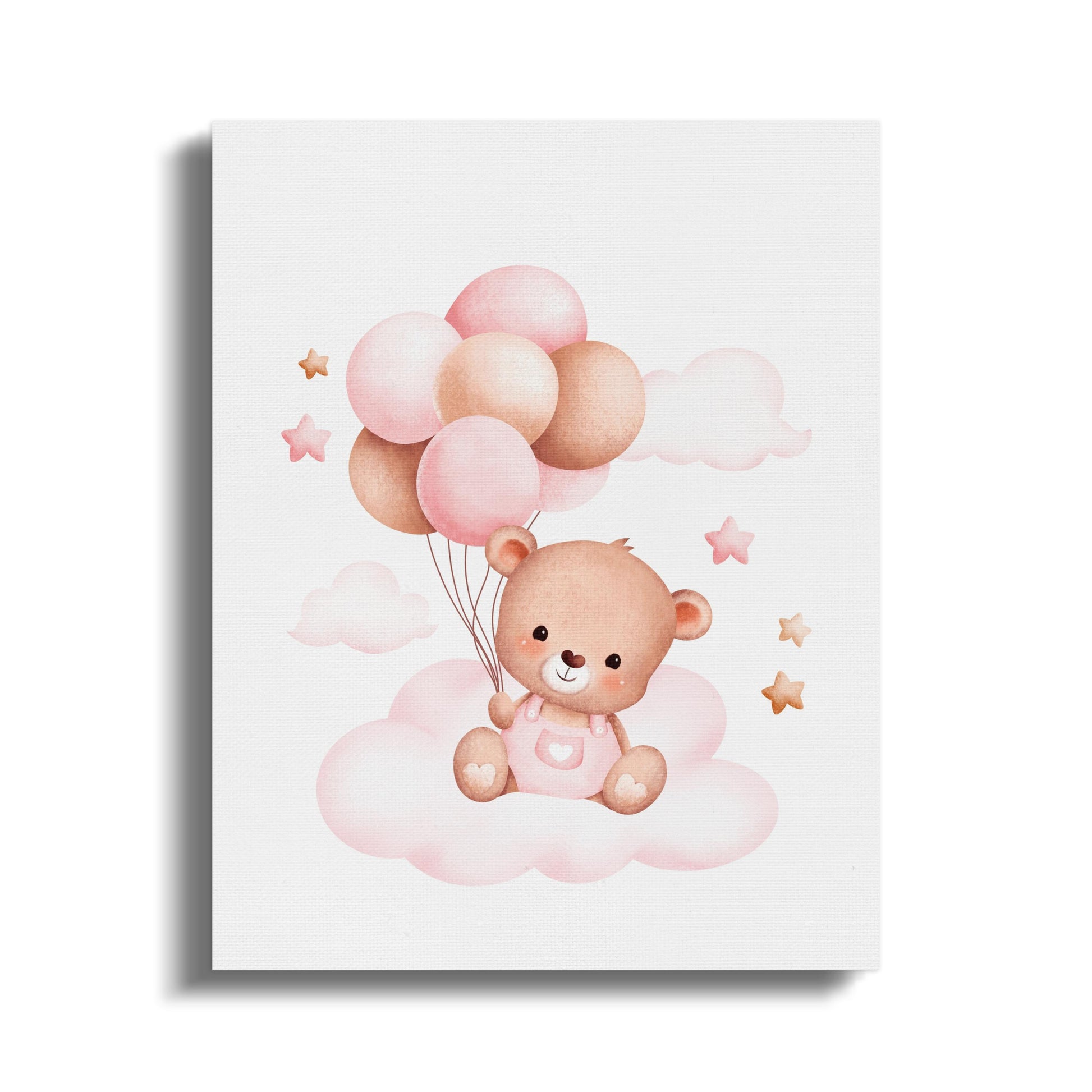 Premium Poster of Adorable Teddy Bear with Balloons Canvas Wraps