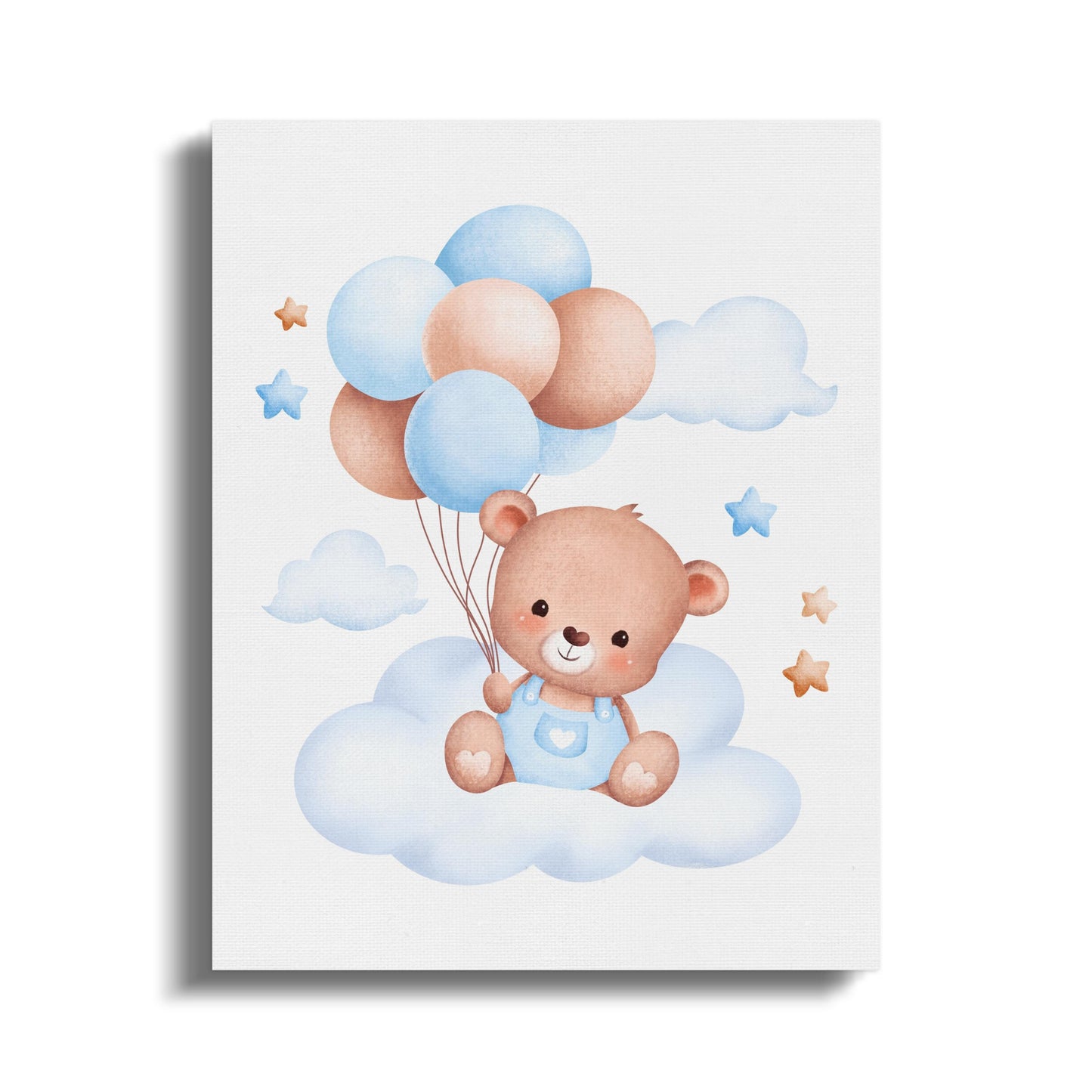 Premium Poster of Adorable Teddy Bear with Balloons Nursery Canvas Wraps