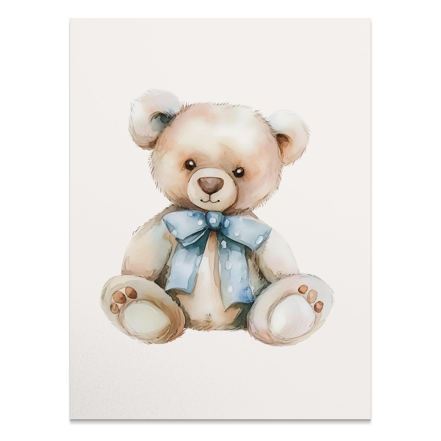Premium Poster of Adorable Teddy Bear with Blue Bow Accent Posters