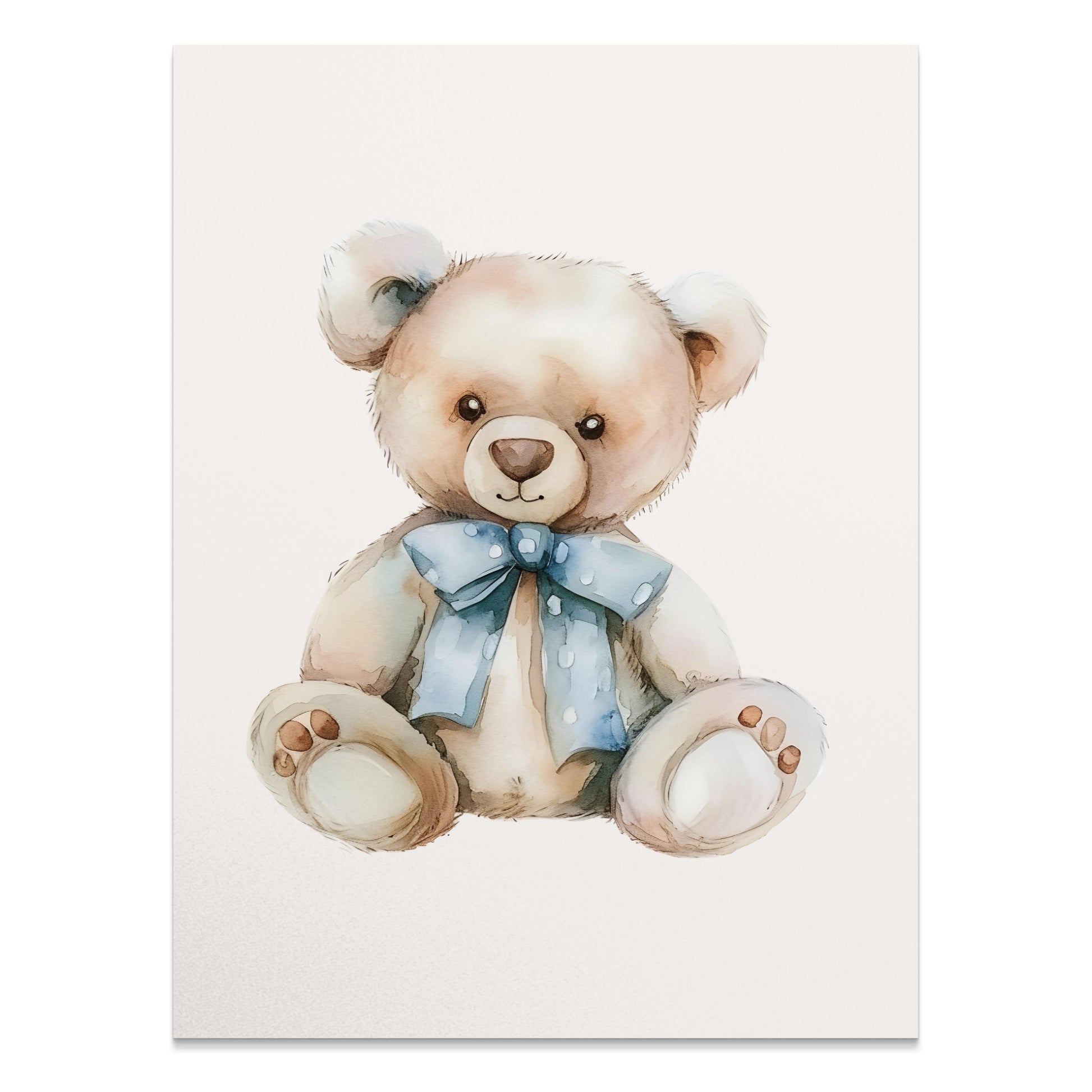 Premium Poster of Adorable Teddy Bear with Blue Bow Accent Posters