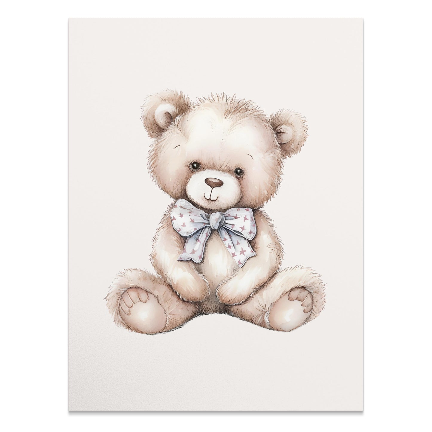 Premium Poster of Adorable Teddy Bear with Bow Nursery Decor Posters