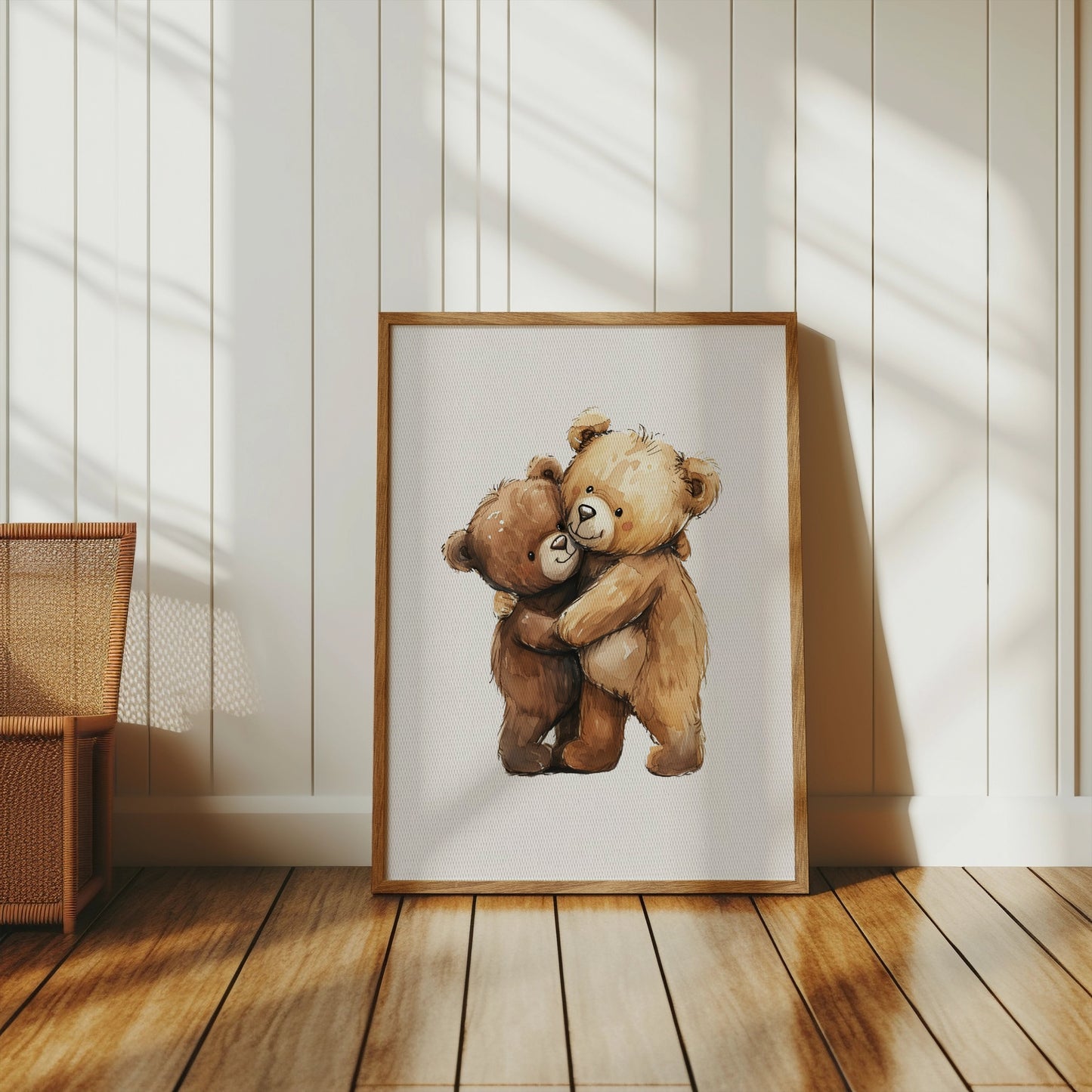 Premium Poster of Adorable Teddy Bears Hugging Artwork for Cute Posters