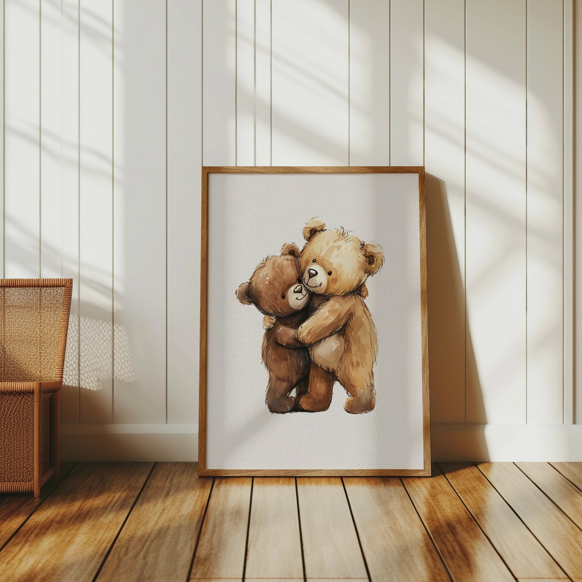 Premium Poster of Adorable Teddy Bears Hugging Artwork for Cute Posters