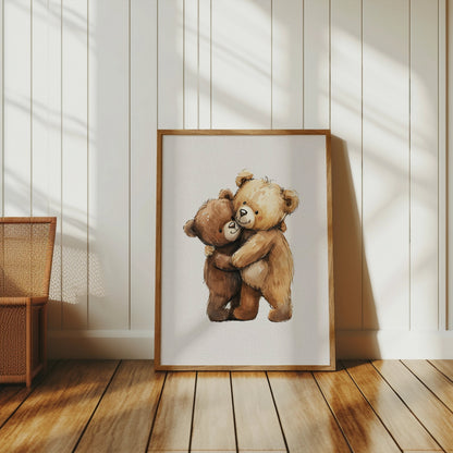 Premium Poster of Adorable Teddy Bears Hugging Artwork for Cute Posters