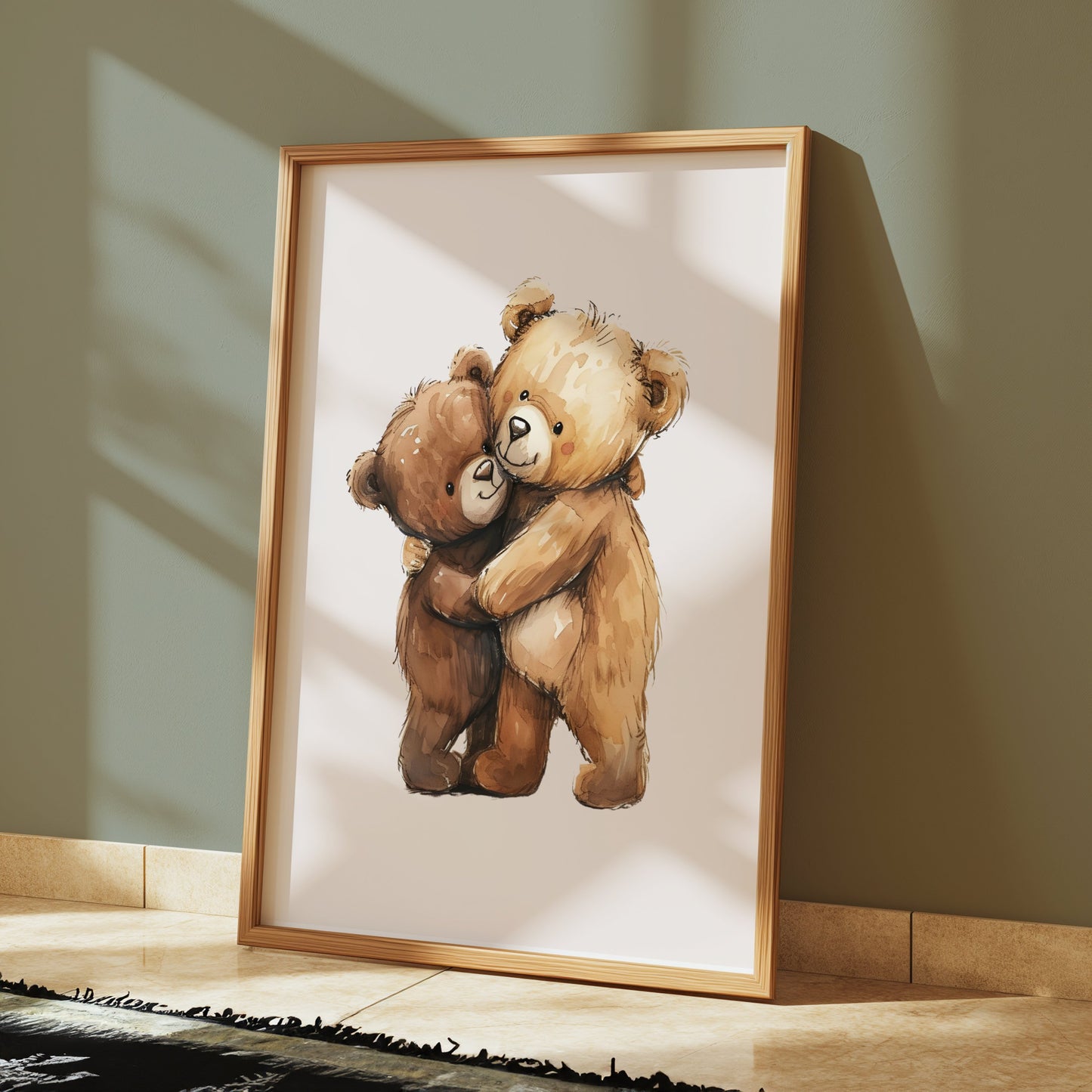 Premium Poster of Adorable Teddy Bears Hugging Artwork for Cute Posters