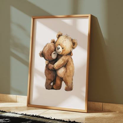 Premium Poster of Adorable Teddy Bears Hugging Artwork for Cute Posters