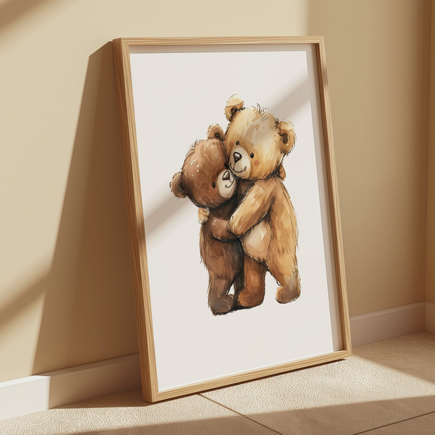Premium Poster of Adorable Teddy Bears Hugging Artwork for Cute Posters