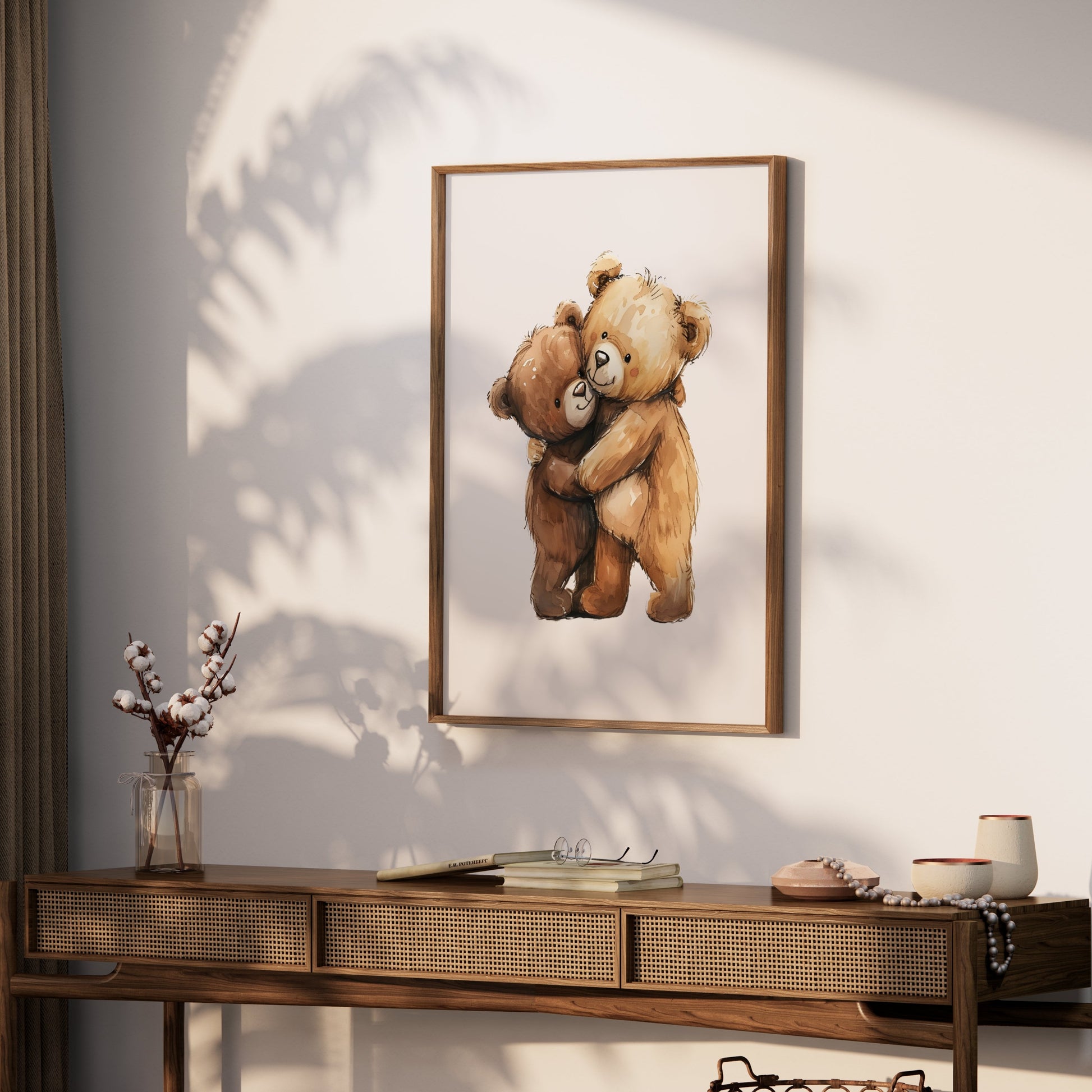 Premium Poster of Adorable Teddy Bears Hugging Artwork for Cute Posters