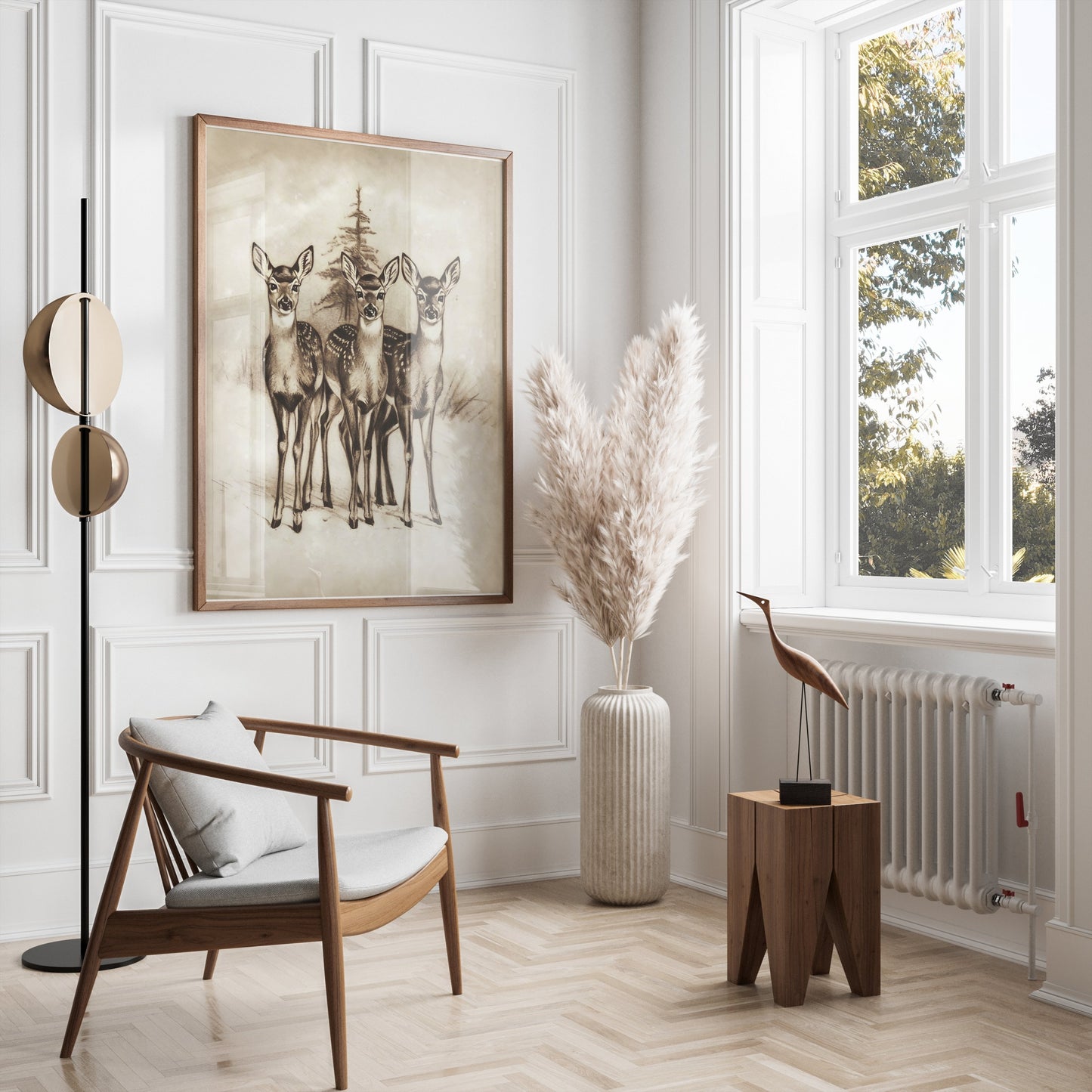 Premium Poster of Adorable Three Deer in Snowy Forest Posters