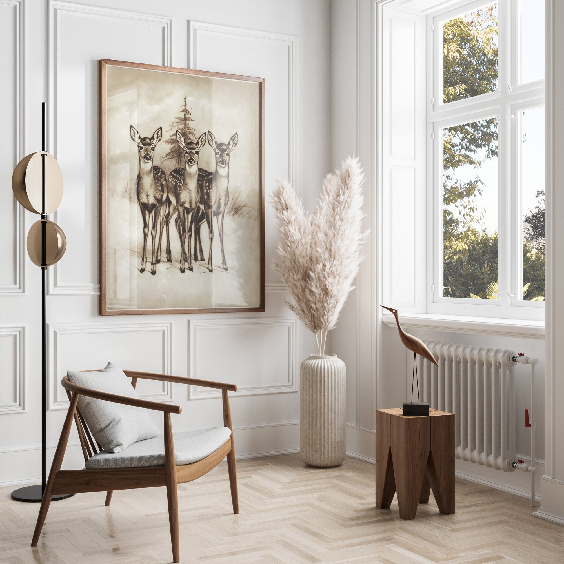 Premium Poster of Adorable Three Deer in Snowy Forest Posters