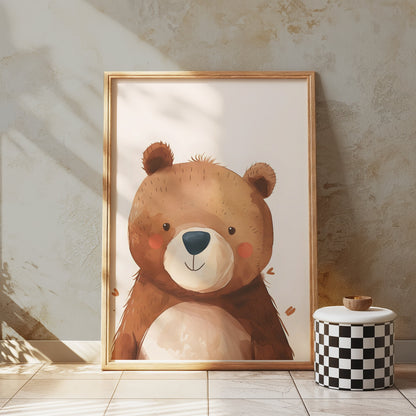 Premium Poster of Adorable Watercolor Bear Illustration Wall Art Posters