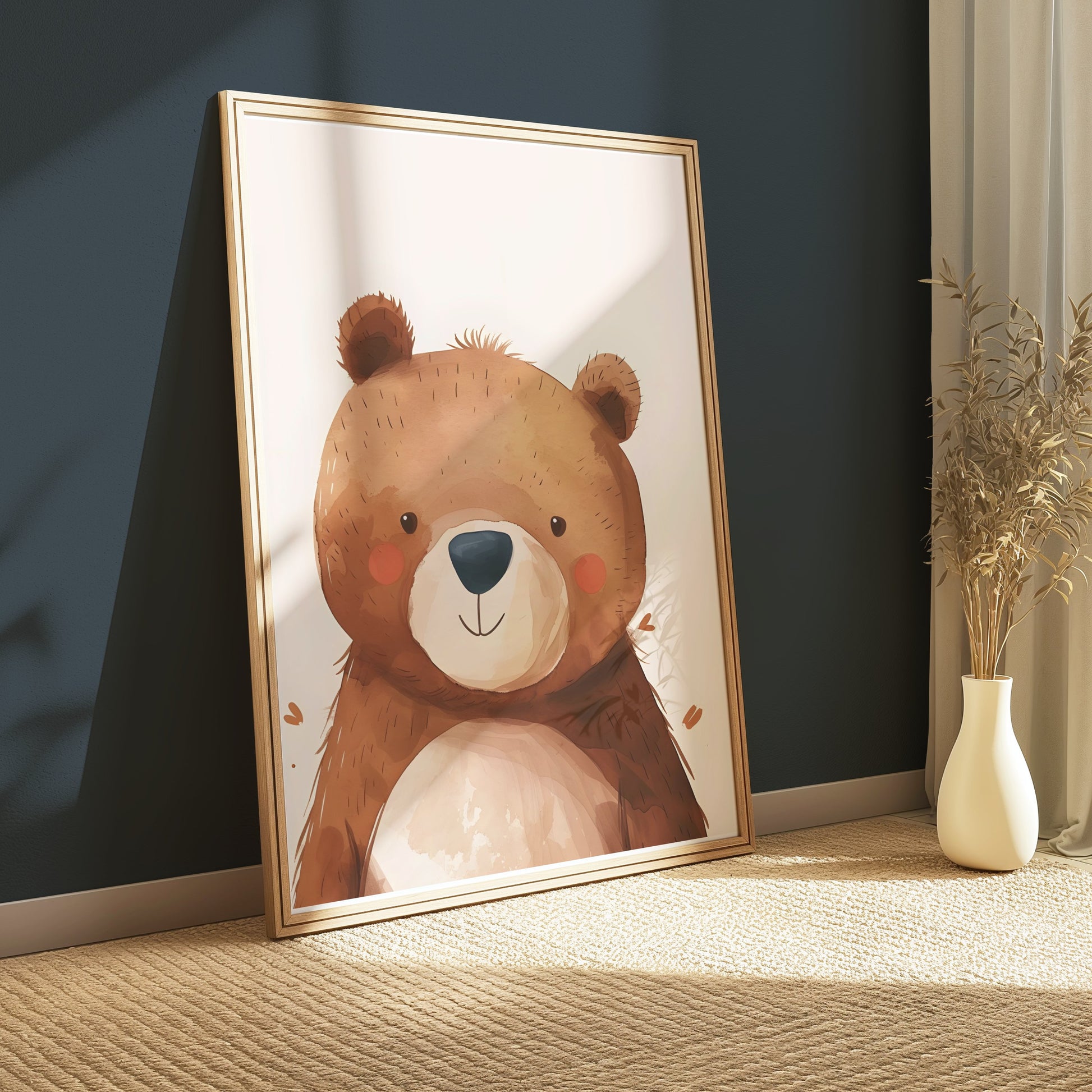 Premium Poster of Adorable Watercolor Bear Illustration Wall Art Posters
