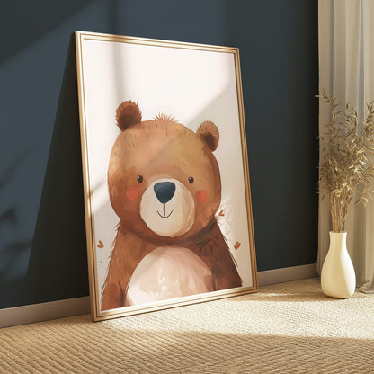 Premium Poster of Adorable Watercolor Bear Illustration Wall Art Posters