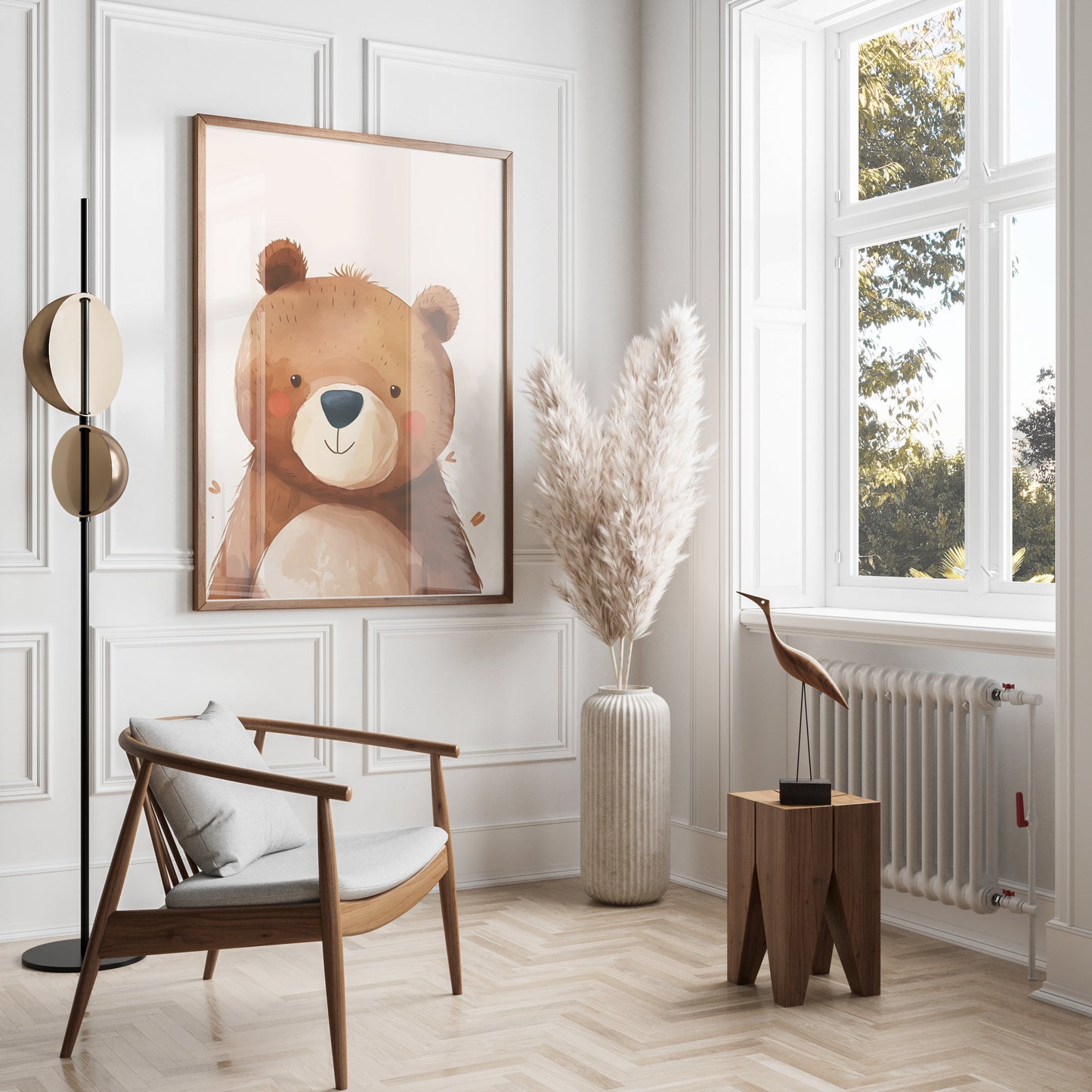 Premium Poster of Adorable Watercolor Bear Illustration Wall Art Posters