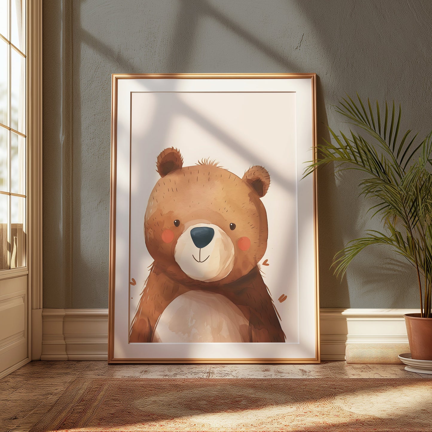 Premium Poster of Adorable Watercolor Bear Illustration Wall Art Posters