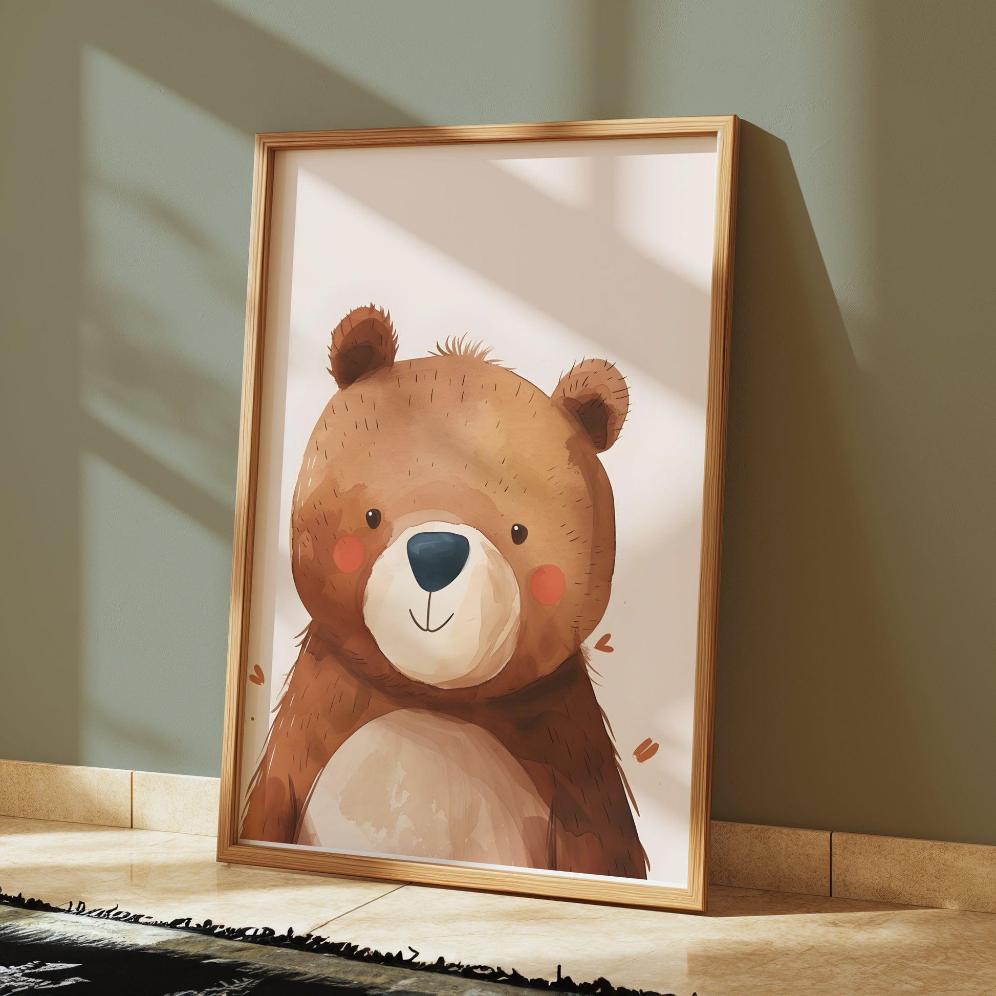 Premium Poster of Adorable Watercolor Bear Illustration Wall Art Posters