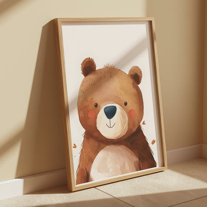 Premium Poster of Adorable Watercolor Bear Illustration Wall Art Posters