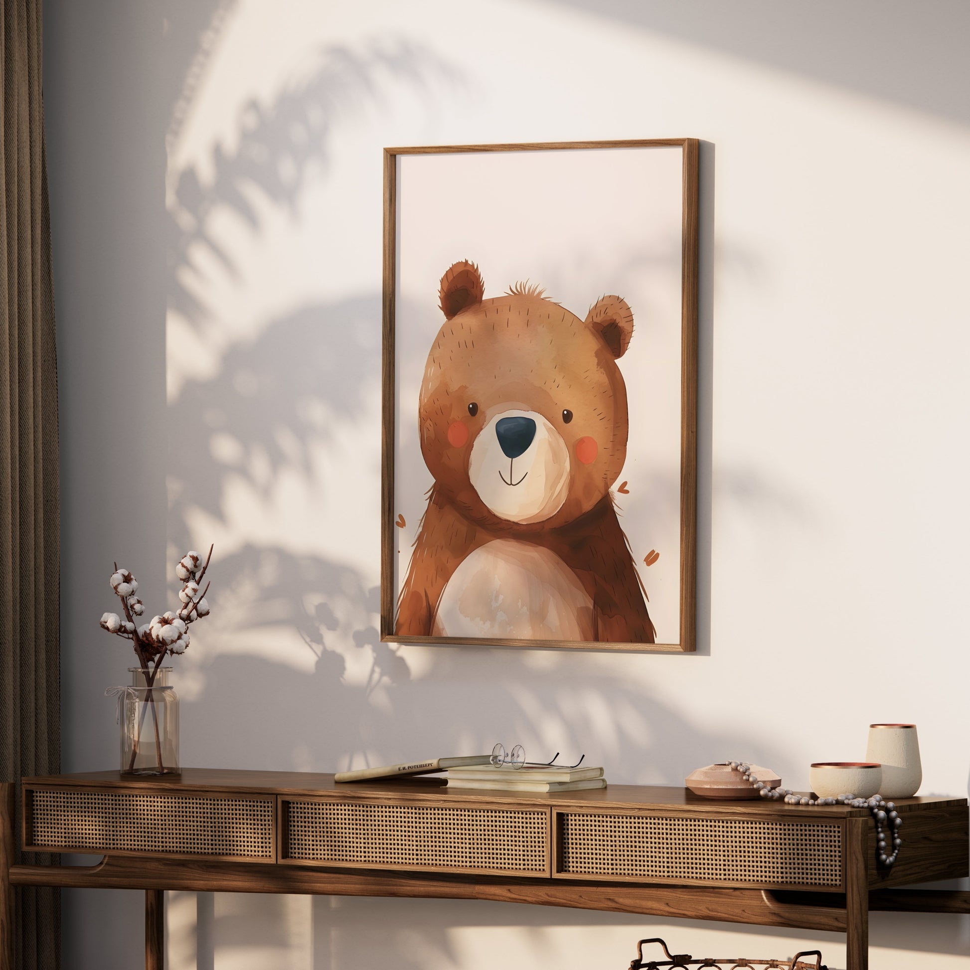 Premium Poster of Adorable Watercolor Bear Illustration Wall Art Posters