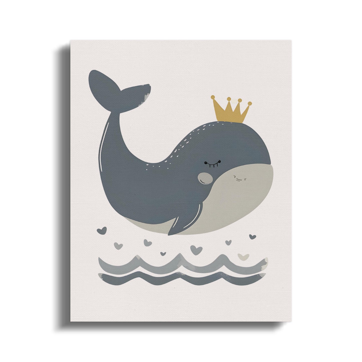 Premium Poster of Adorable Whale With Crown Nursery Wall Art Canvas Wraps