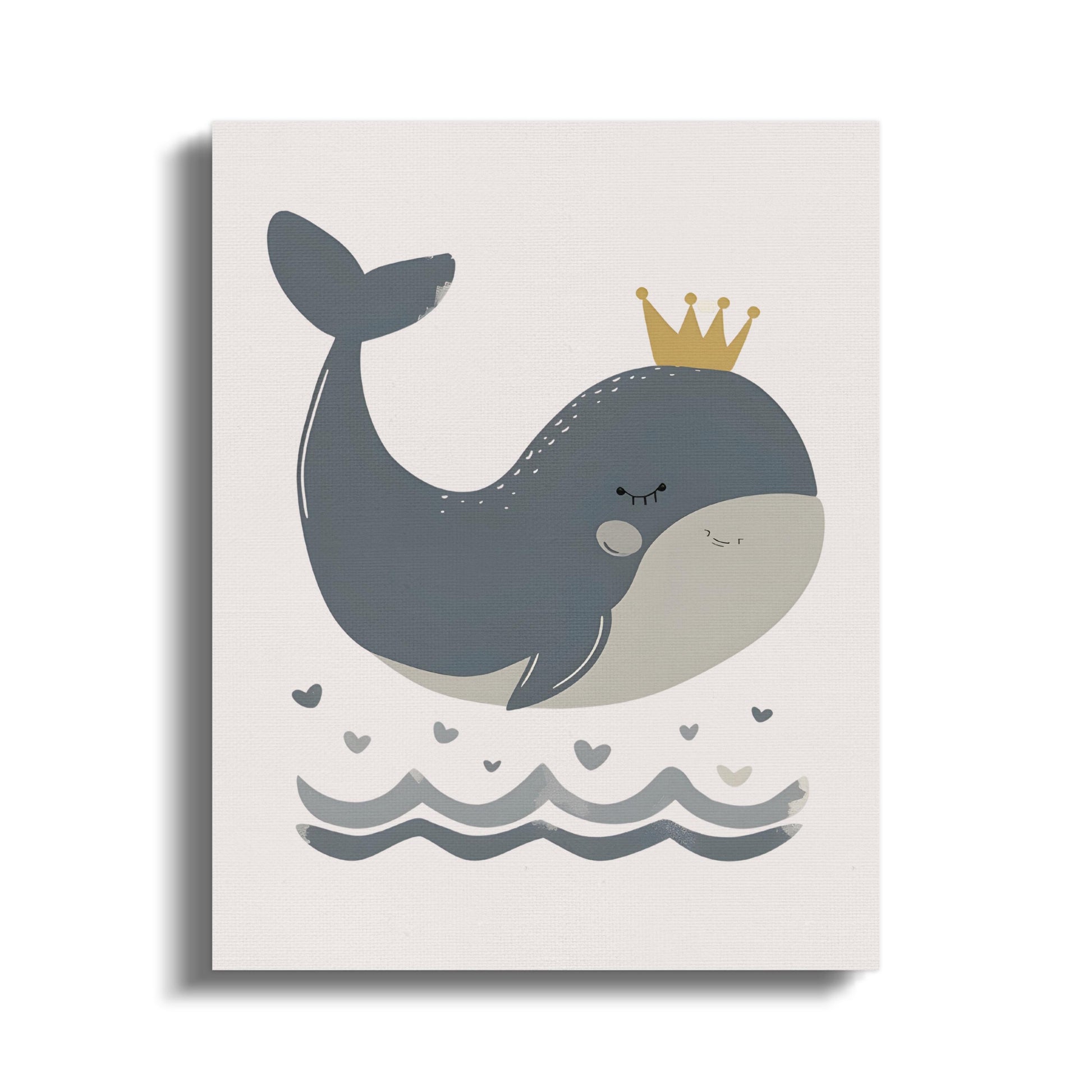 Premium Poster of Adorable Whale With Crown Nursery Wall Art Canvas Wraps