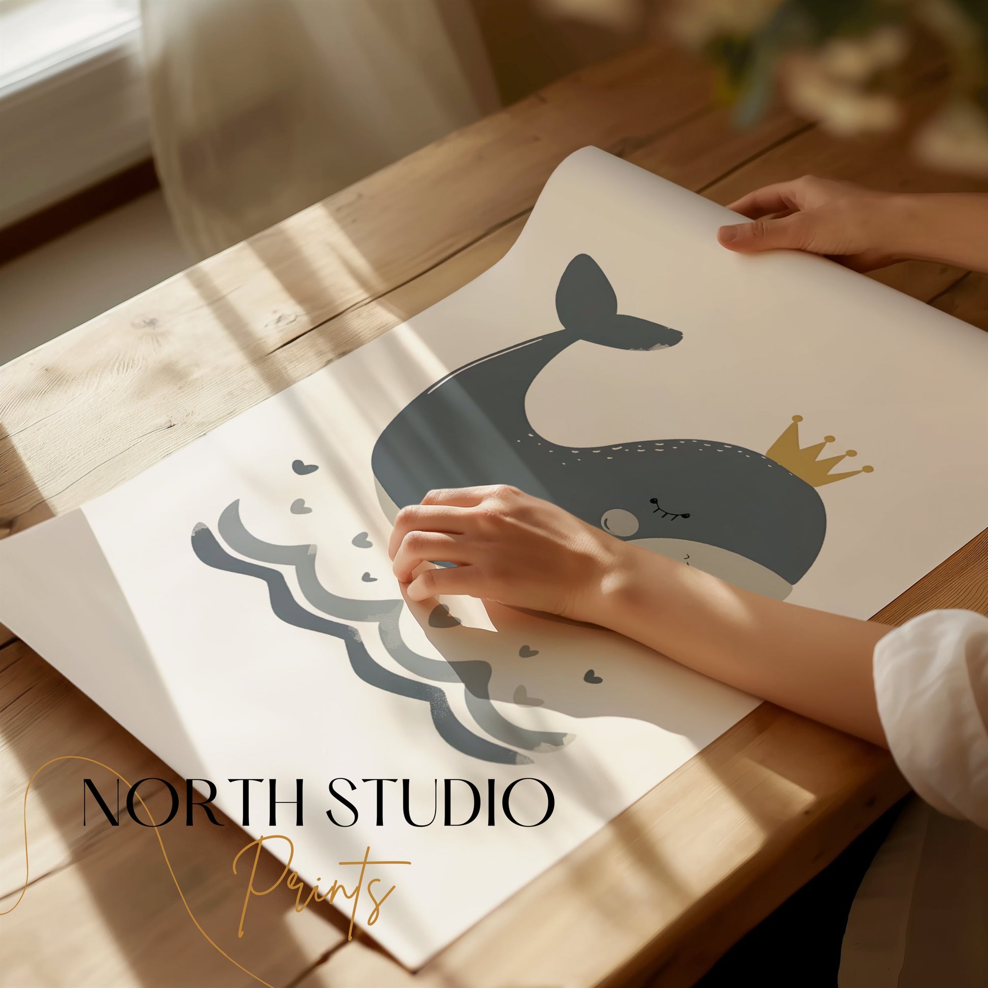 Premium Poster of Adorable Whale with Crown Children's Room Posters