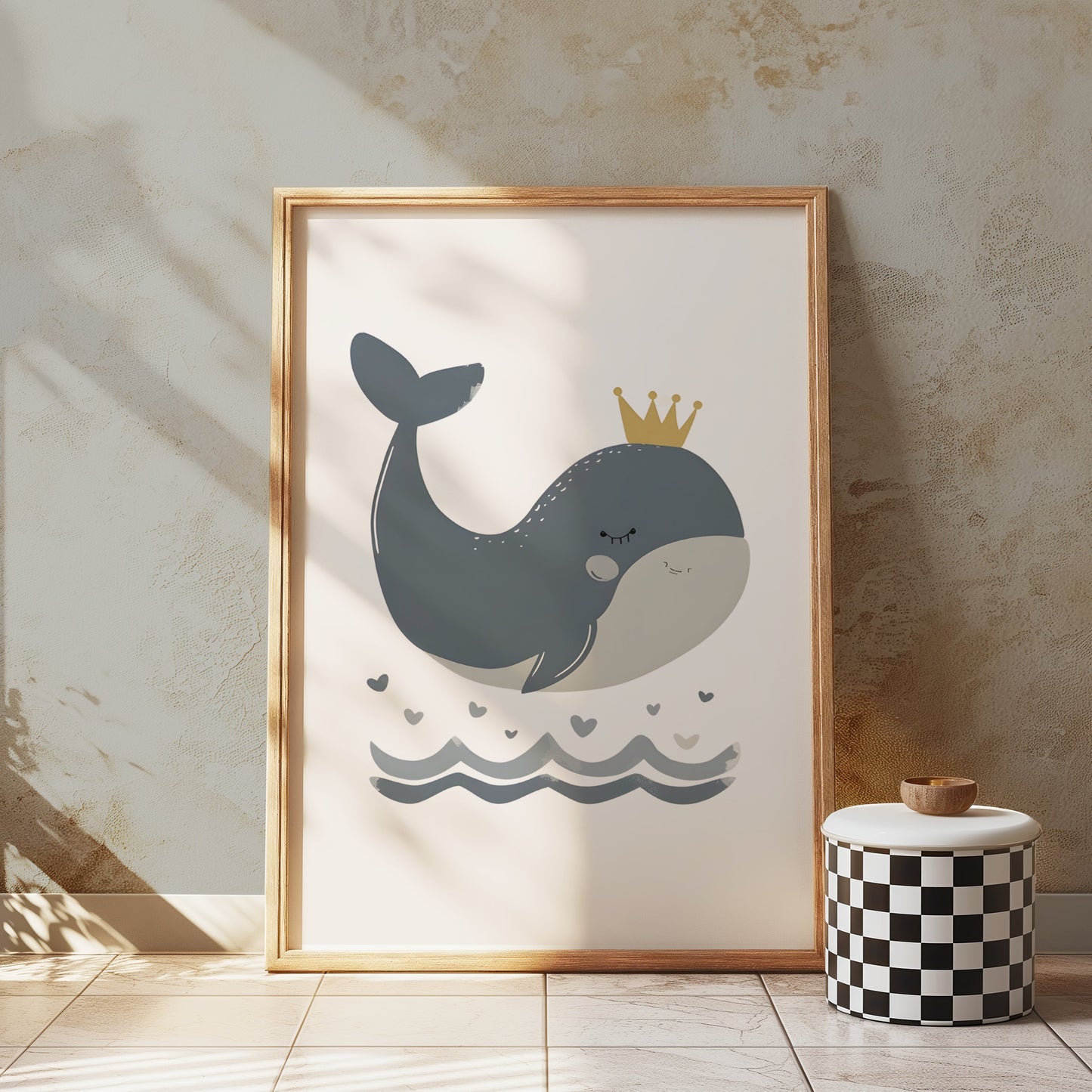 Premium Poster of Adorable Whale with Crown Children's Room Posters