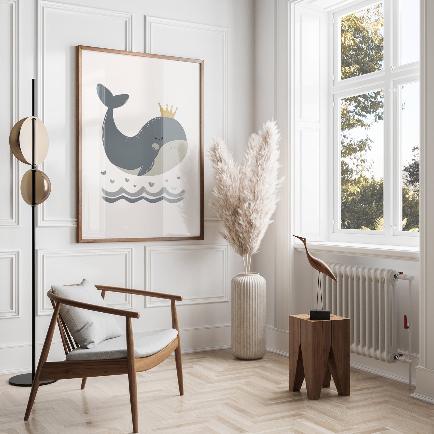 Premium Poster of Adorable Whale with Crown Children's Room Posters