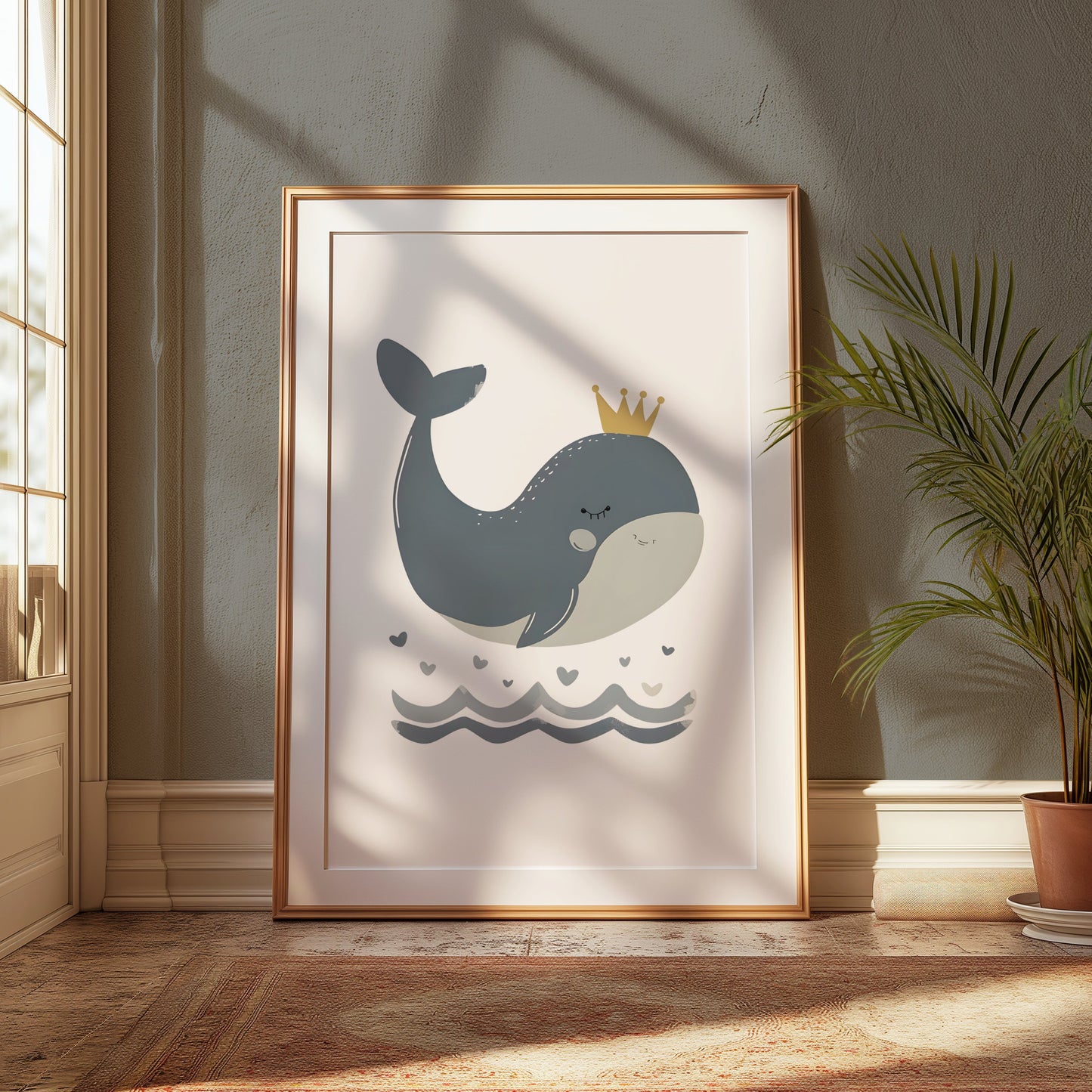 Premium Poster of Adorable Whale with Crown Children's Room Posters