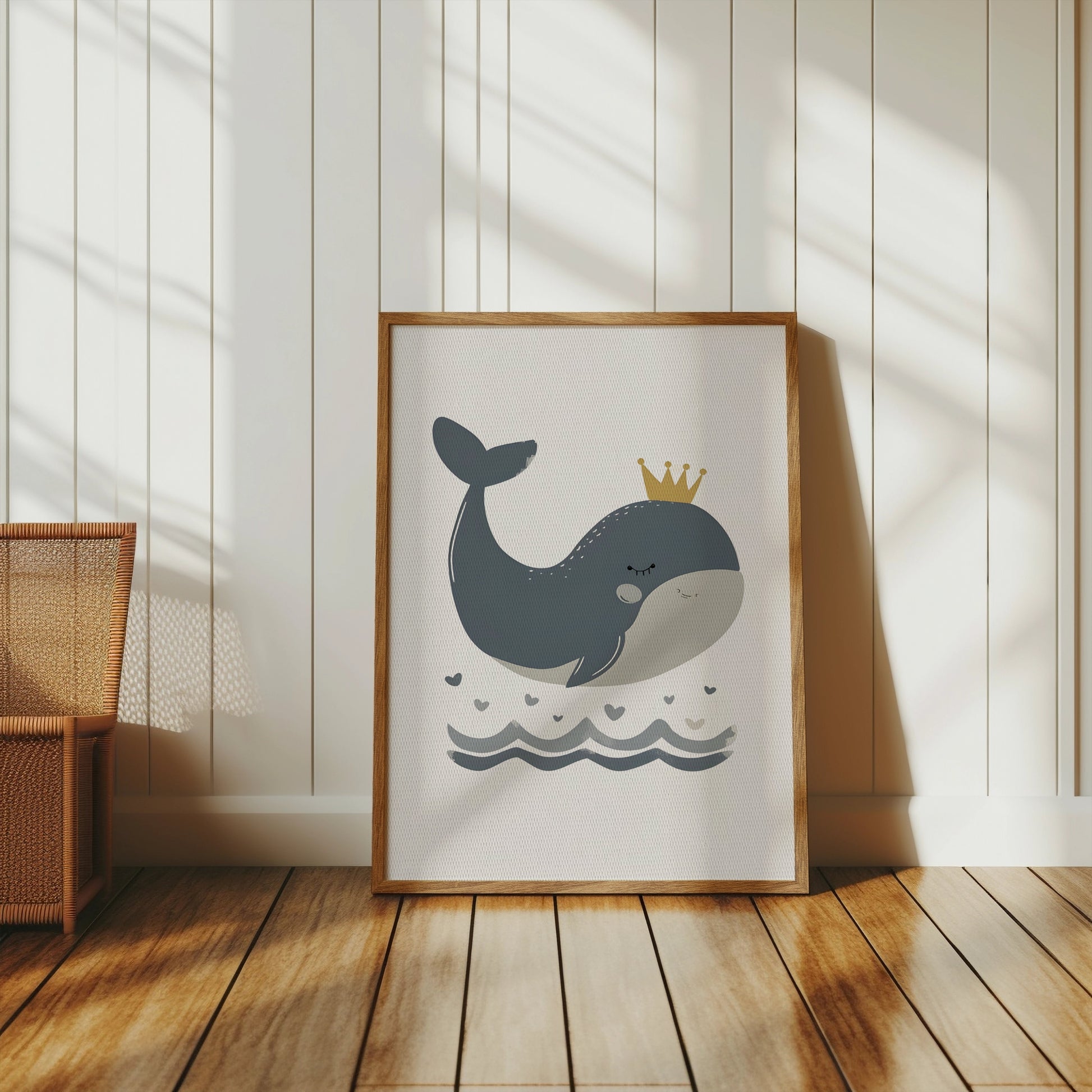 Premium Poster of Adorable Whale with Crown Children's Room Posters