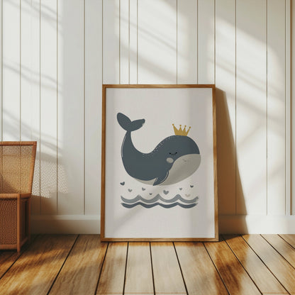 Premium Poster of Adorable Whale with Crown Children's Room Posters
