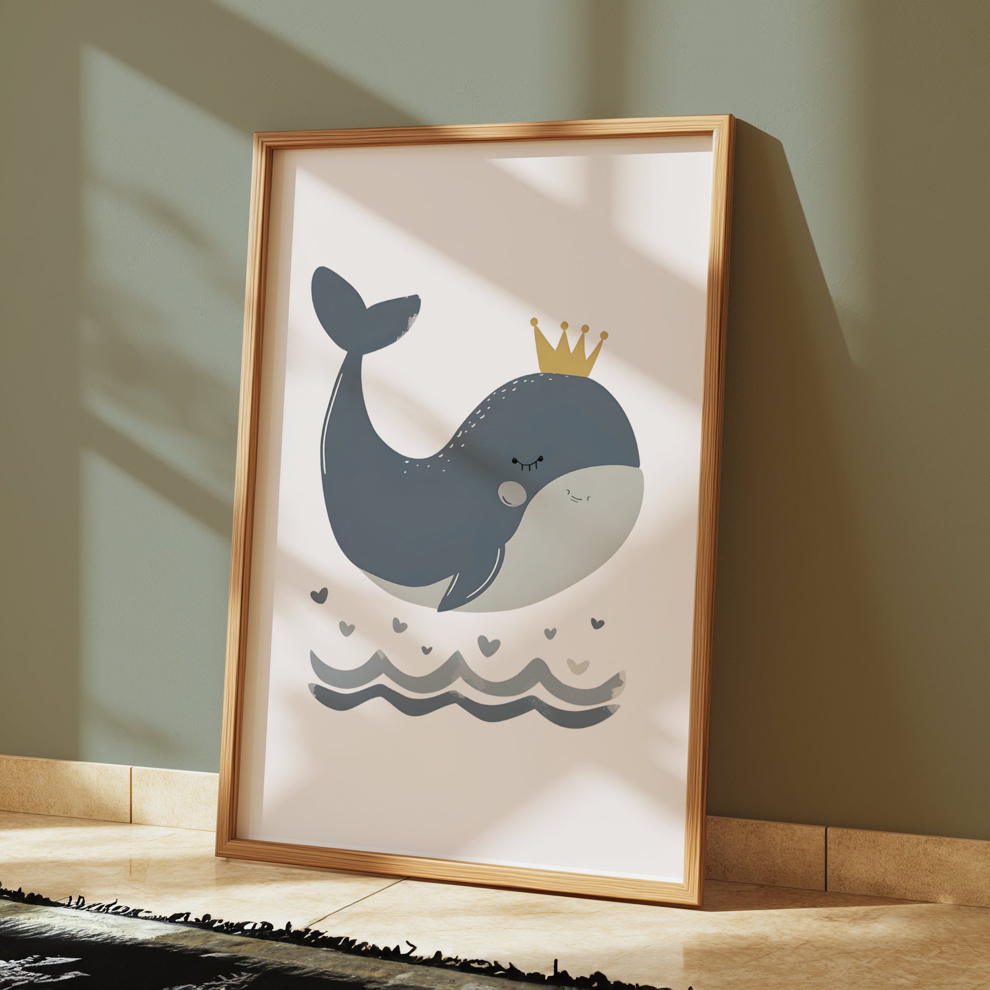 Premium Poster of Adorable Whale with Crown Children's Room Posters