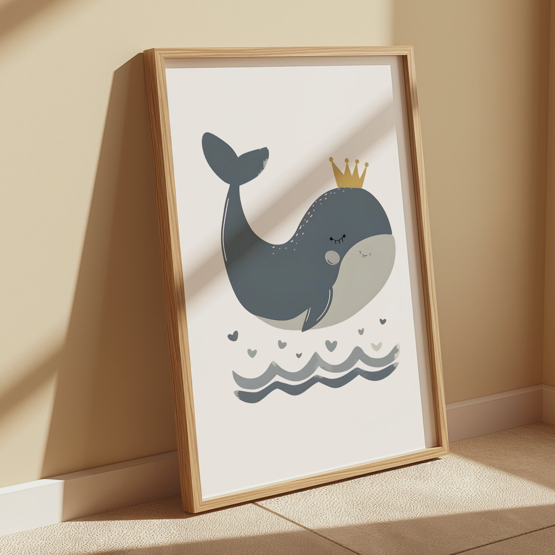 Premium Poster of Adorable Whale with Crown Children's Room Posters