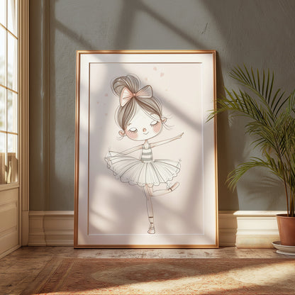 Premium Poster of Adorable Young Ballet Dancer Illustration Posters