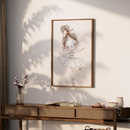 Premium Poster of Adorable Young Ballet Dancer Illustration Posters