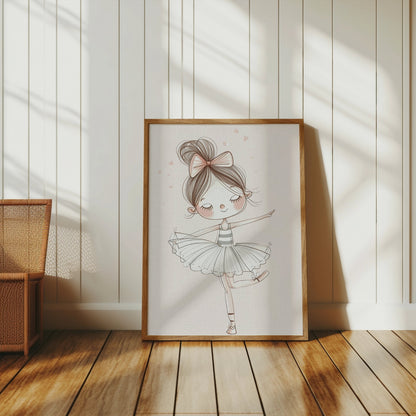 Premium Poster of Adorable Young Ballet Dancer Illustration Posters