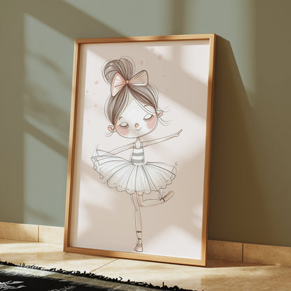Premium Poster of Adorable Young Ballet Dancer Illustration Posters