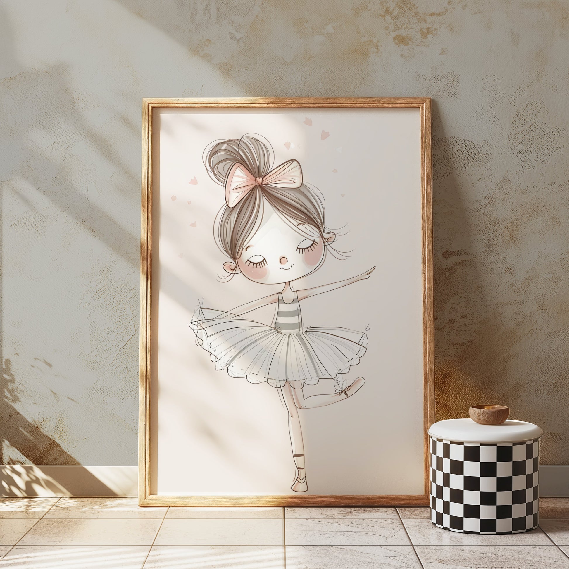 Premium Poster of Adorable Young Ballet Dancer Illustration Posters