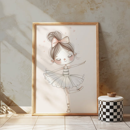 Premium Poster of Adorable Young Ballet Dancer Illustration Posters