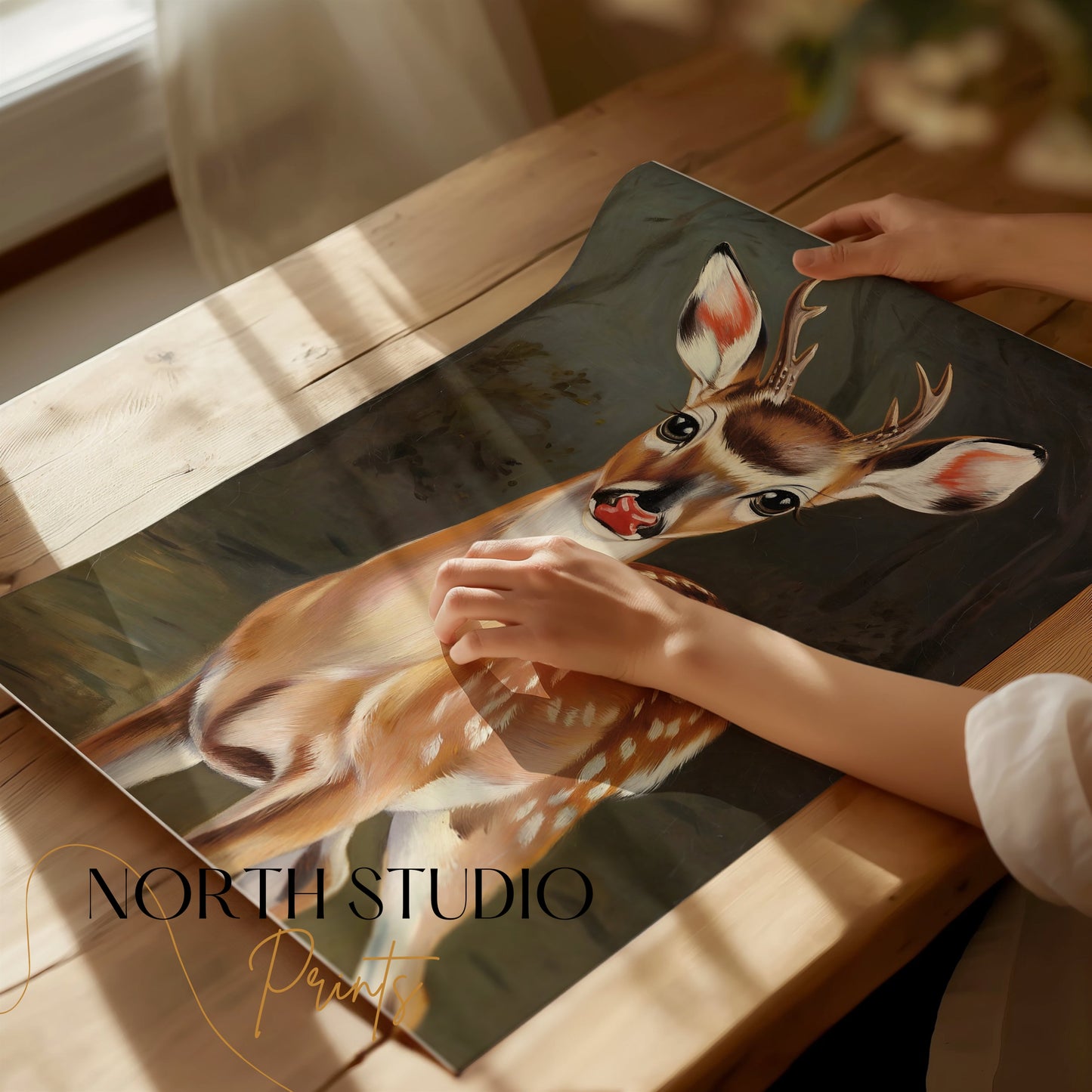 Premium Poster of Adorable Young Deer in Nature Scene Posters